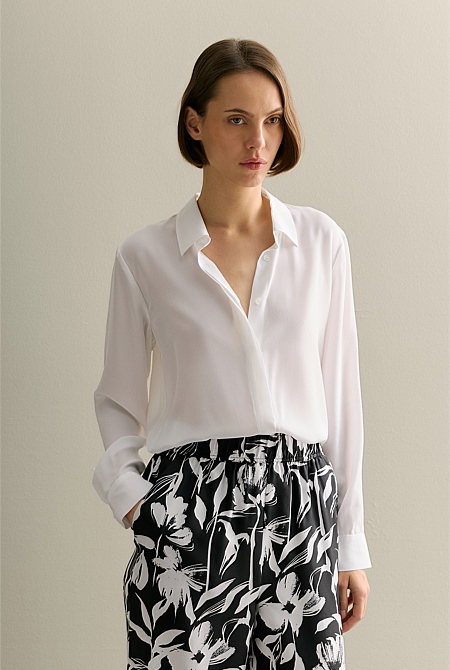 Silk Concealed Placket Shirt