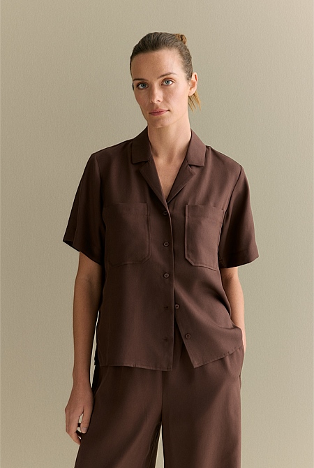 Tencel Pocket Detail Camp Shirt