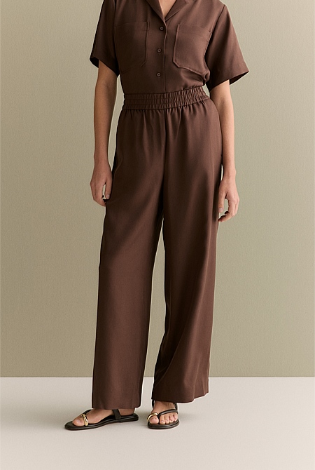 Tencel Wide Leg Pull On Pant