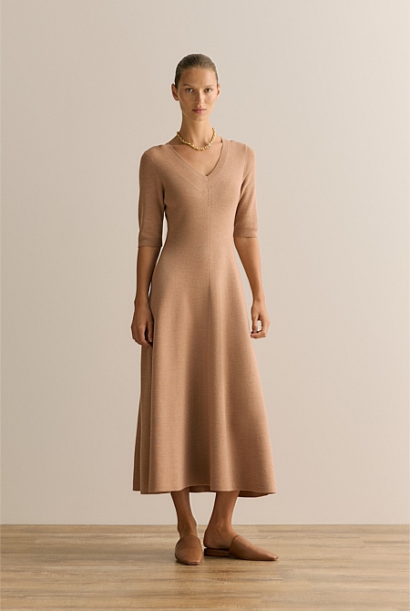 Merino Blend V Neck Dress