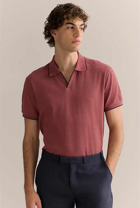 Cotton Jacquard Short Sleeve Polo