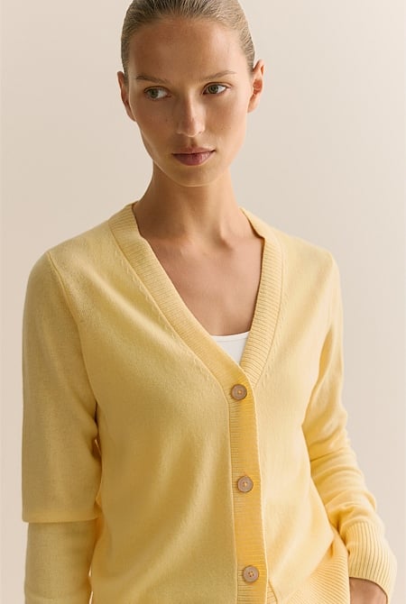 Merino Cashmere V Neck Cardigan