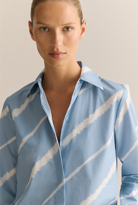 Feather Stripe Poplin Long Sleeve Shirt