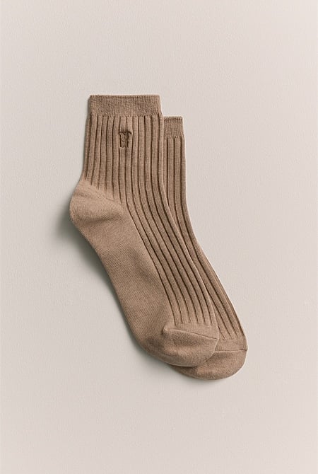 Monogram Rib 1/4 Crew Sock