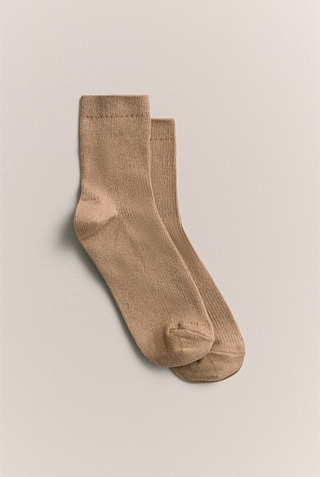 Metallic Rib 1/4 Crew Sock