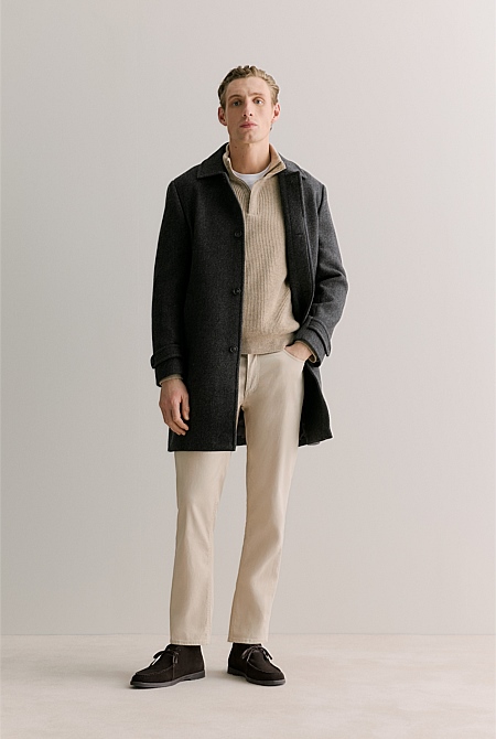 Italian Wool Blend Herringbone Coat