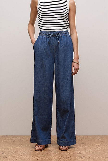 Soft Denim Drawcord Pant