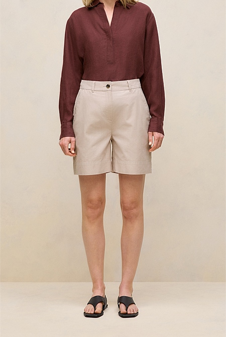 Yarn Dyed Stretch Cotton Tailored Short