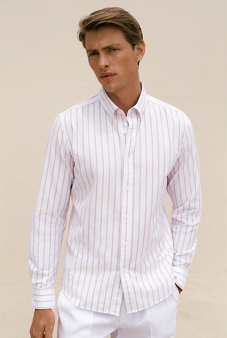 Regular Fit Yarn Dyed Stripe Oxford Shirt