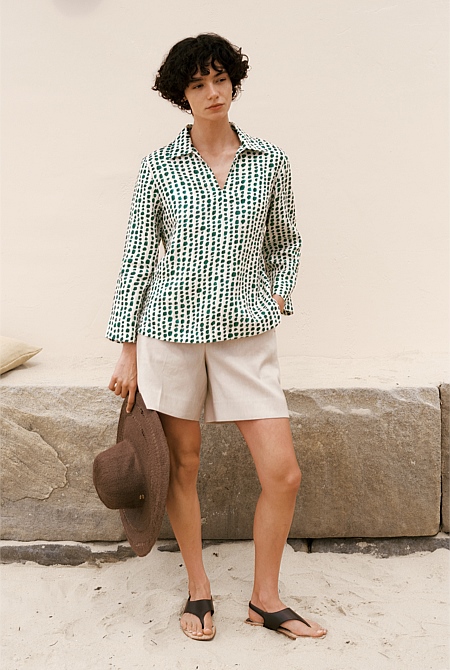 Yarn Dyed Linen Blend Tailored Short