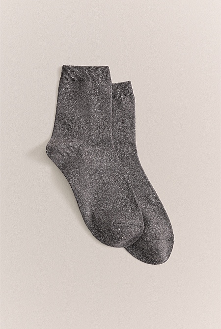 Metallic Rib Crew Sock