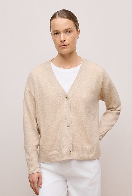 Wool Cashmere Relaxed V Cardigan