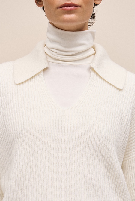 Merino Open Collar Knit Merino Open Collar Knit
