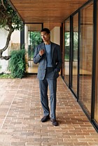 Cotton Wool Blend Straight Leg Trouser