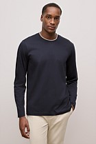 Mercerised Cotton Tipped Long Sleeve T-shirt
