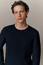 Cotton Blend Textured Crew