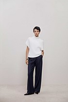 Cotton Cashmere Sleeveless High Neck Knit