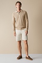 Cotton Rib Knit Long Sleeve Polo