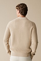 Cotton Rib Knit Long Sleeve Polo