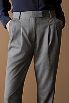 Yarn Dyed Stretch Wool Pleat Front Pant