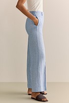 Yarn Dyed Linen Wide Leg Pant