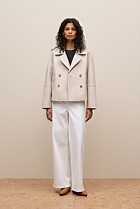 Leather Double Breasted Cropped Jacket