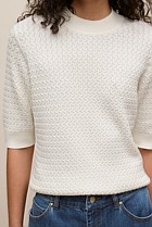 Cotton Cashmere Cable Mock Neck Knit