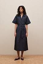 Cotton Poplin Belted Popover Dress