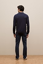 Merino Graphic Stripe Long Sleeve Polo