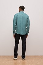 Regular Fit Linen Micro Check Long Sleeve Shirt
