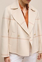 Double Faced Wool Check Peacoat