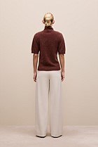 Brushed Cashmere Mock Neck T-Shirt