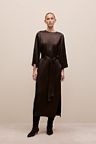Satin Belted Column Dress