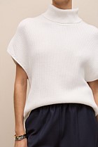 Cotton Cashmere Sleeveless High Neck Knit