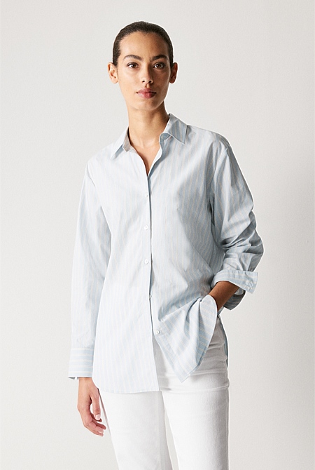 Cotton Poplin Stripe Shirt