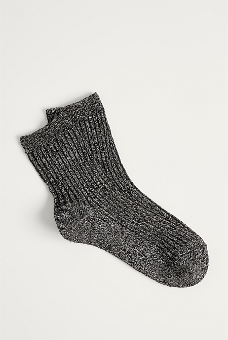 Contrast Rib 3/4 Sock
