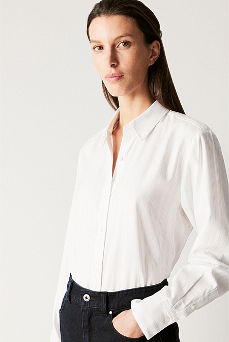 Cotton Modal Twill Stripe Shirt