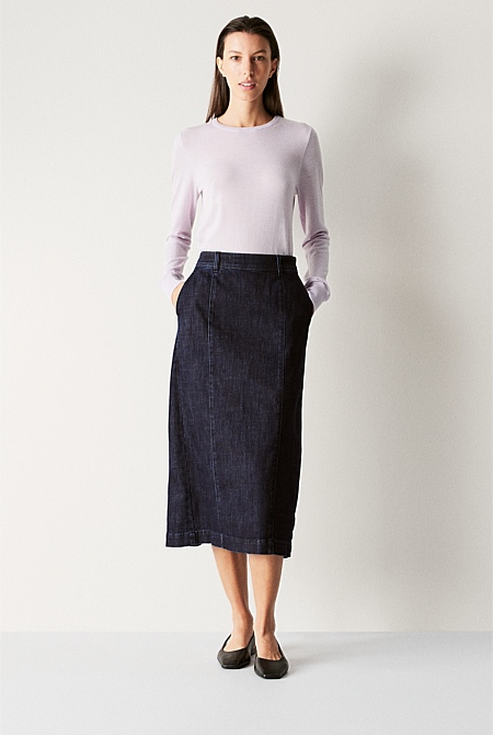 Denim Pintuck Skirt