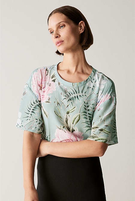 Silk Floral Relaxed T-shirt