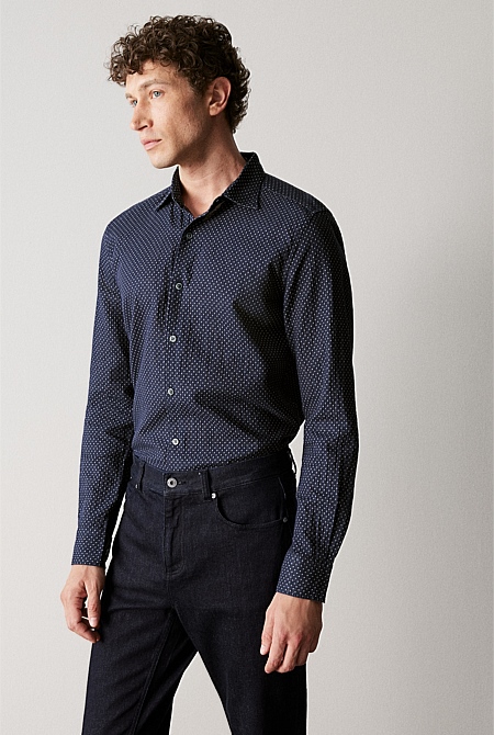 Tailored Fit Micro Jacquard Shirt