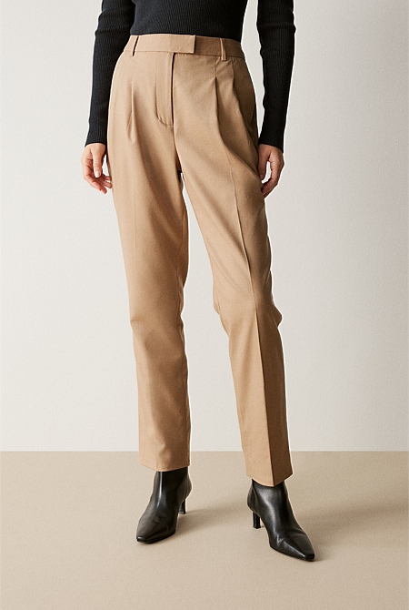 Yarn Dyed Stretch Wool Pleat Front Pant