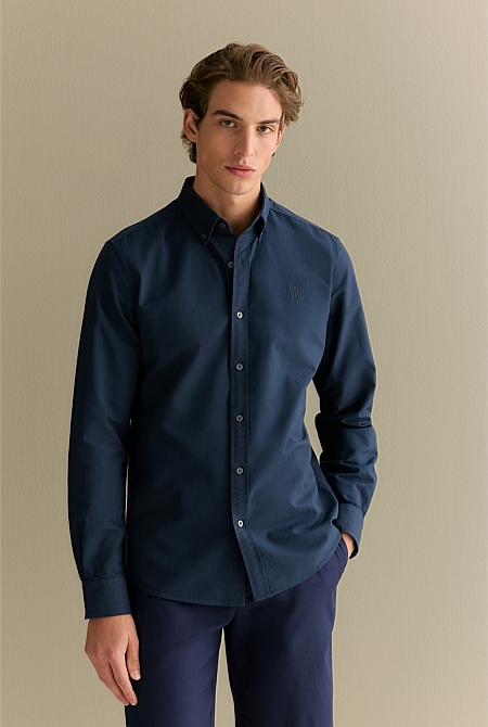 Tailored Fit Cotton Monogram Oxford Shirt