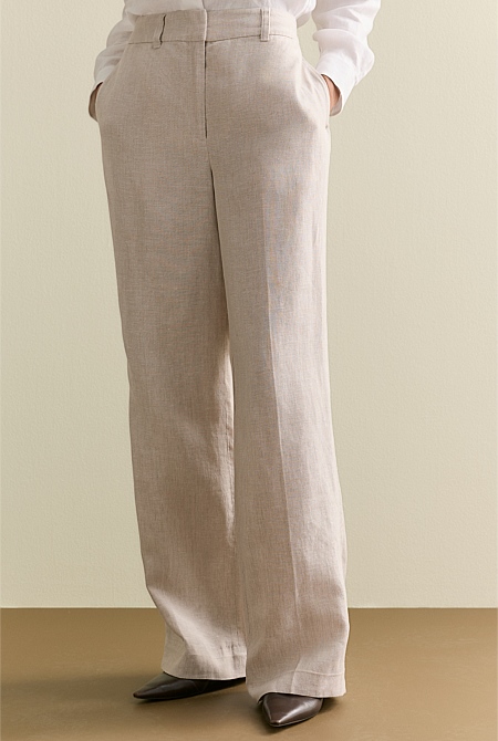 Yarn Dyed Linen Wide Leg Pant