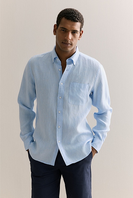 Regular Fit Delave Linen Long Sleeve Shirt