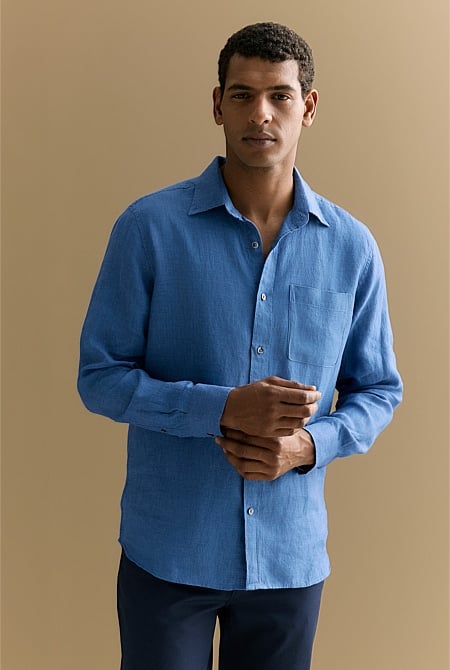 Regular Fit Delave Linen Long Sleeve Shirt