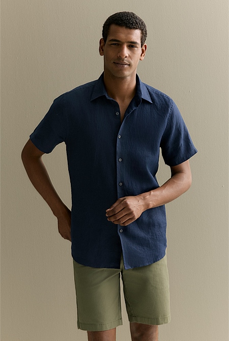 Regular Fit Linen Short Sleeve Shirt