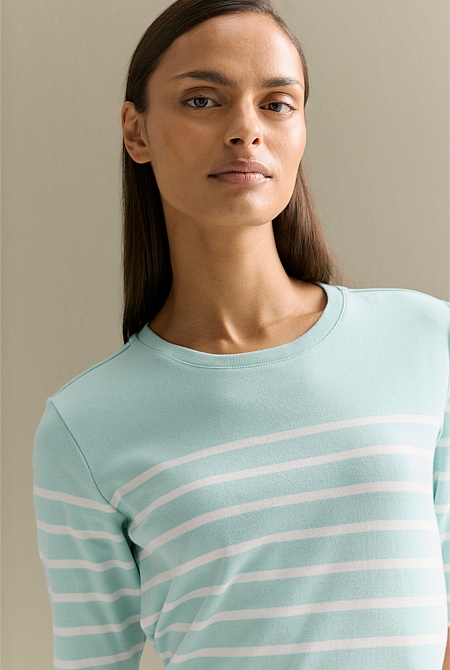 Australian Cotton Breton Stripe Half Sleeve T-shirt