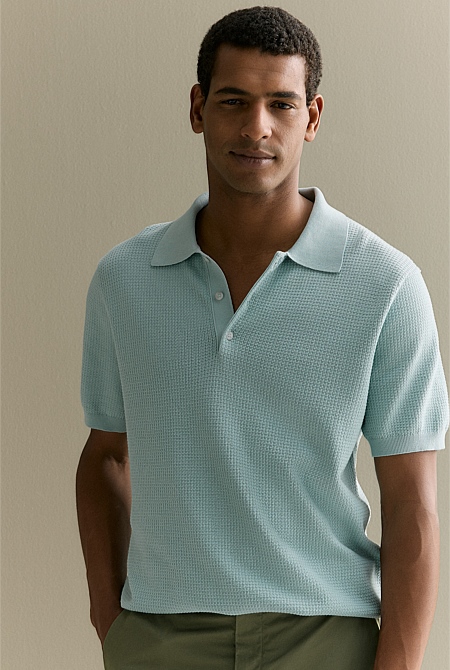 Mercerised Cotton Textured Knit Polo