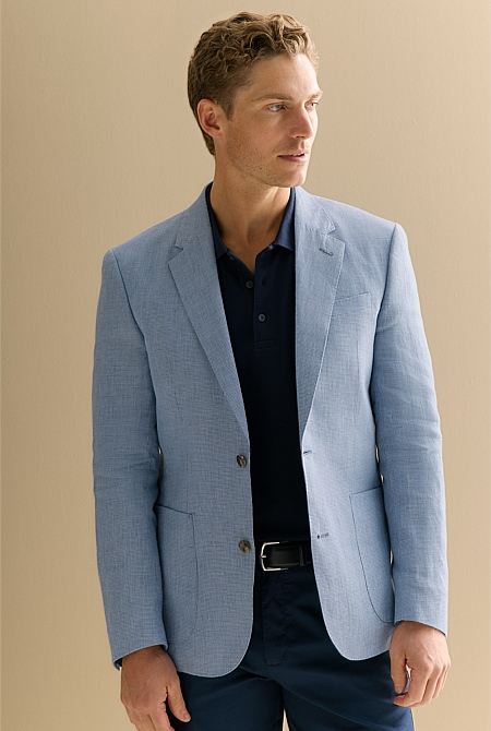 Tailored Fit Irish Linen Puppytooth Blazer