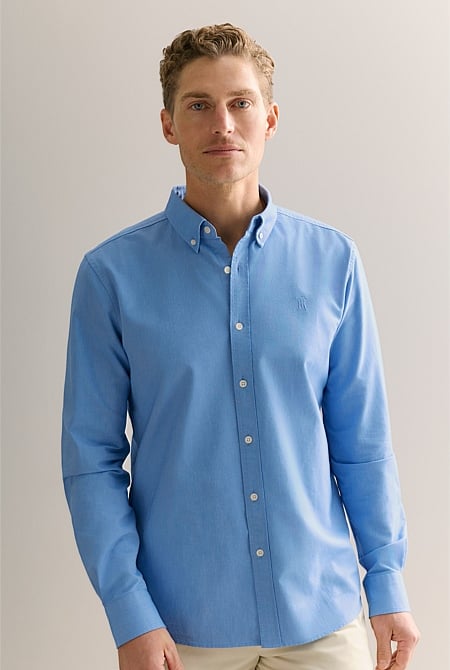 Regular Fit Yarn Dyed Monogram Oxford Shirt